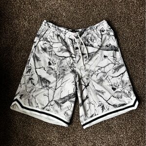 RSQ White and Black Floral Athletic Shorts